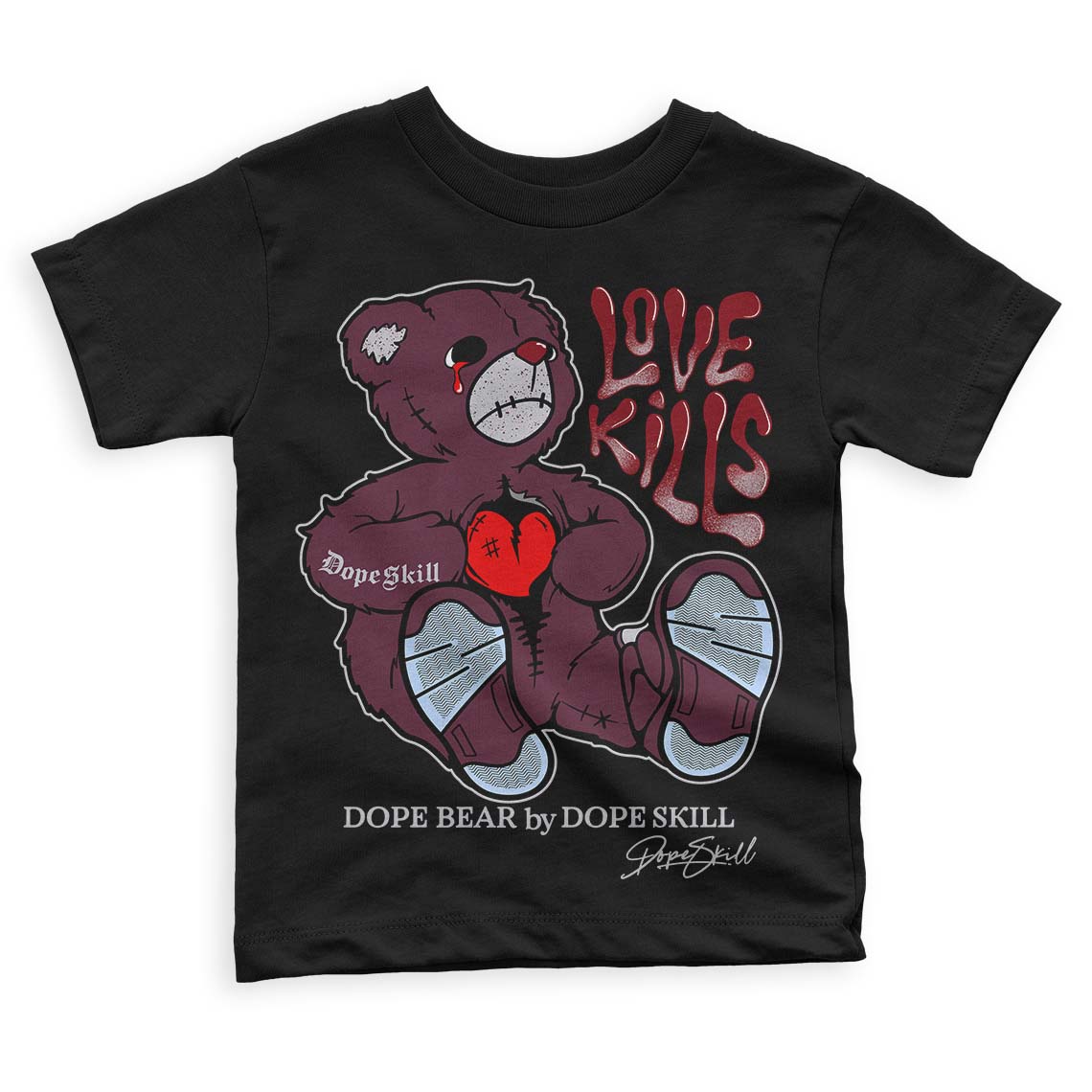 Burgundy 5s superstreetwear Toddler Kids T-shirt Love Kills Graphic
