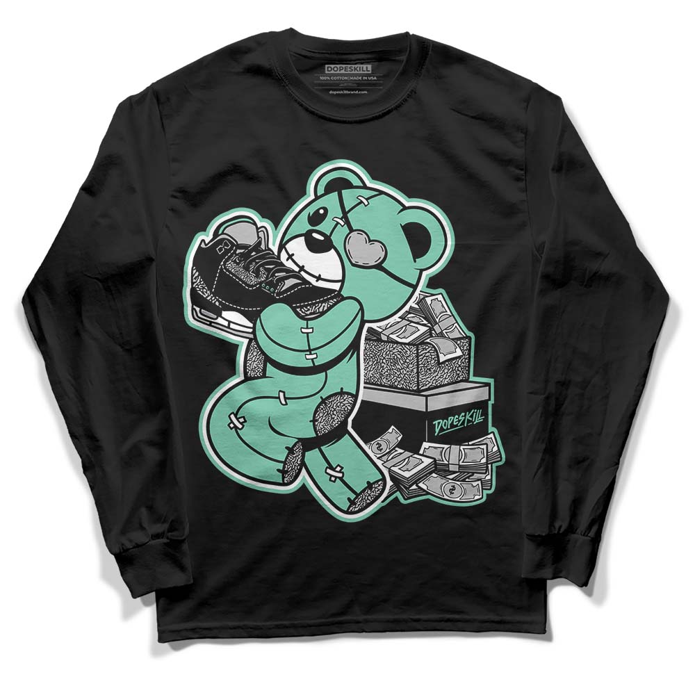 Green Glow 3s superstreetwear Long Sleeve T-Shirt Bear Steals Sneaker Graphic