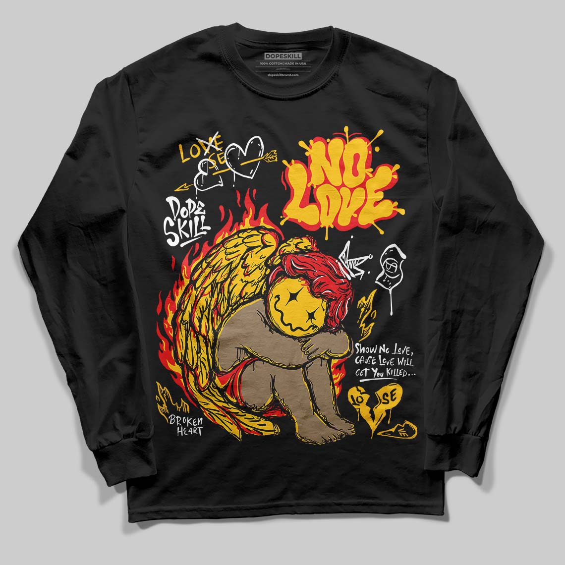 Yellow Collection superstreetwear Long Sleeve T-Shirt No Love Graphic