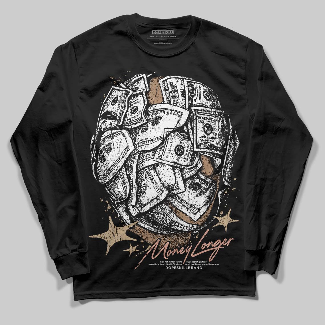 TAN Collection superstreetwear Long Sleeve T-Shirt Money Longer Graphic