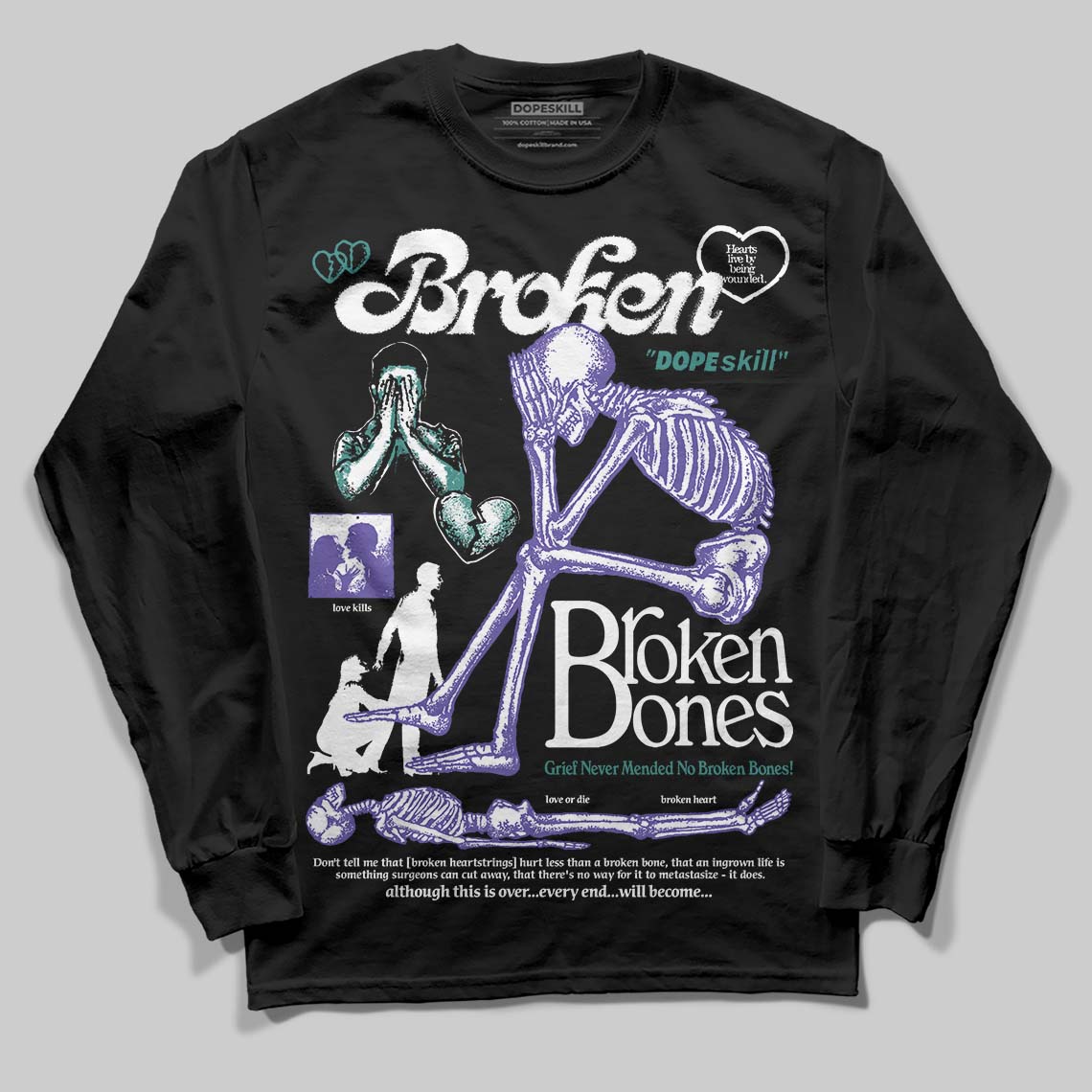 Grape 5s superstreetwear Long Sleeve T-Shirt Broken Bones Graphic