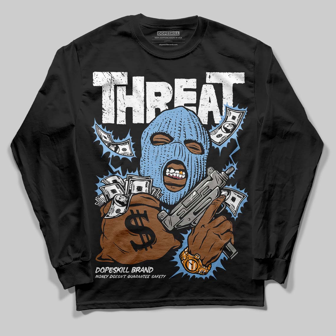 University Blue 6s superstreetwear Long Sleeve T-Shirt Under Threat Graphic