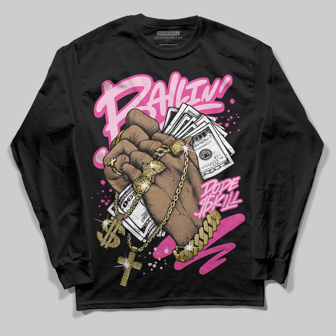 Pink Collection superstreetwear Long Sleeve T-Shirt Always Ballin' Graphic