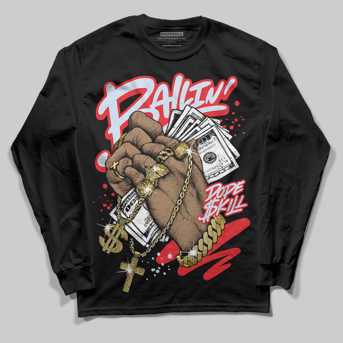 Cherry 11s superstreetwear Long Sleeve T-Shirt Always Ballin' Graphic