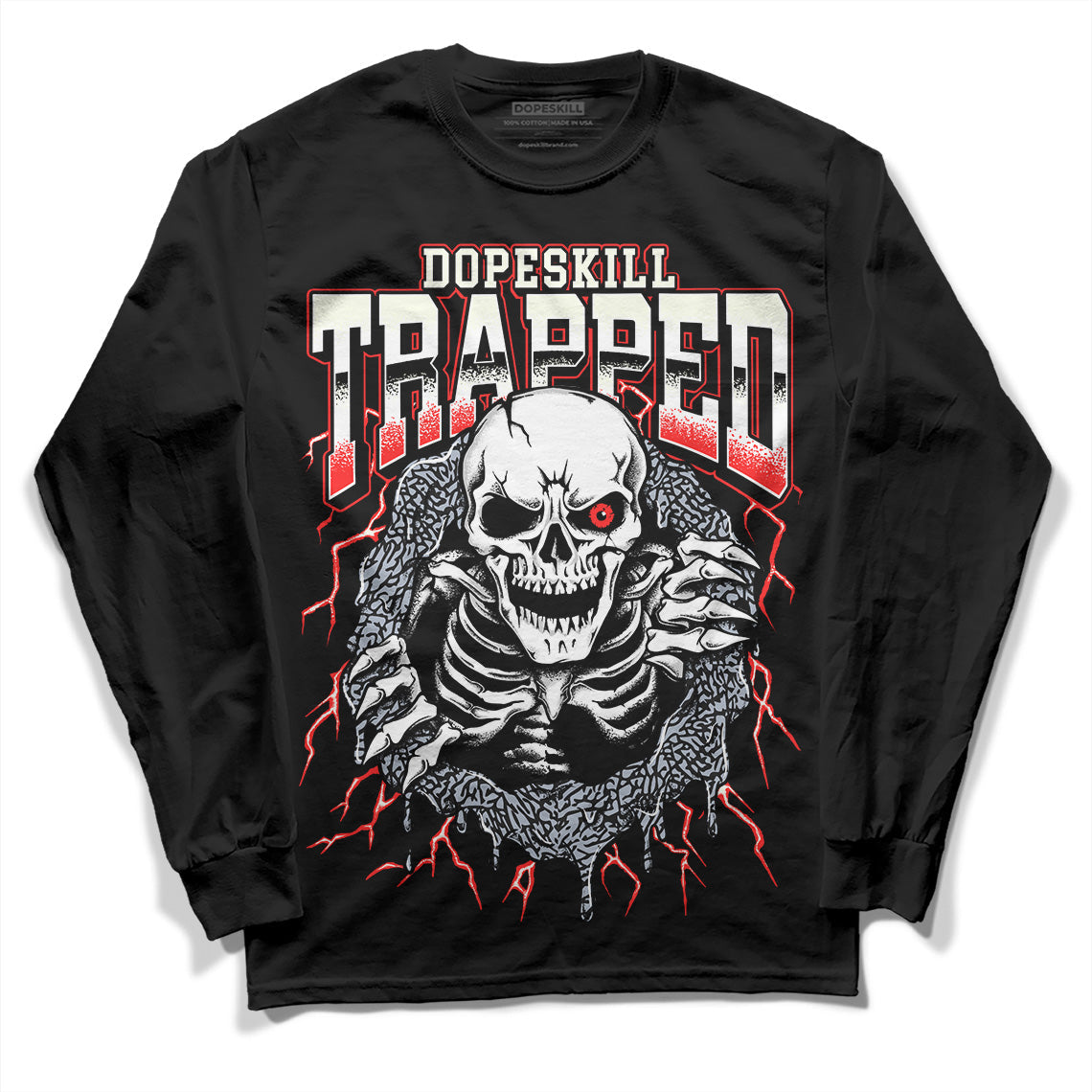 White Cement Reimagined 3s superstreetwear Long Sleeve T-Shirt Trapped Halloween Graphic