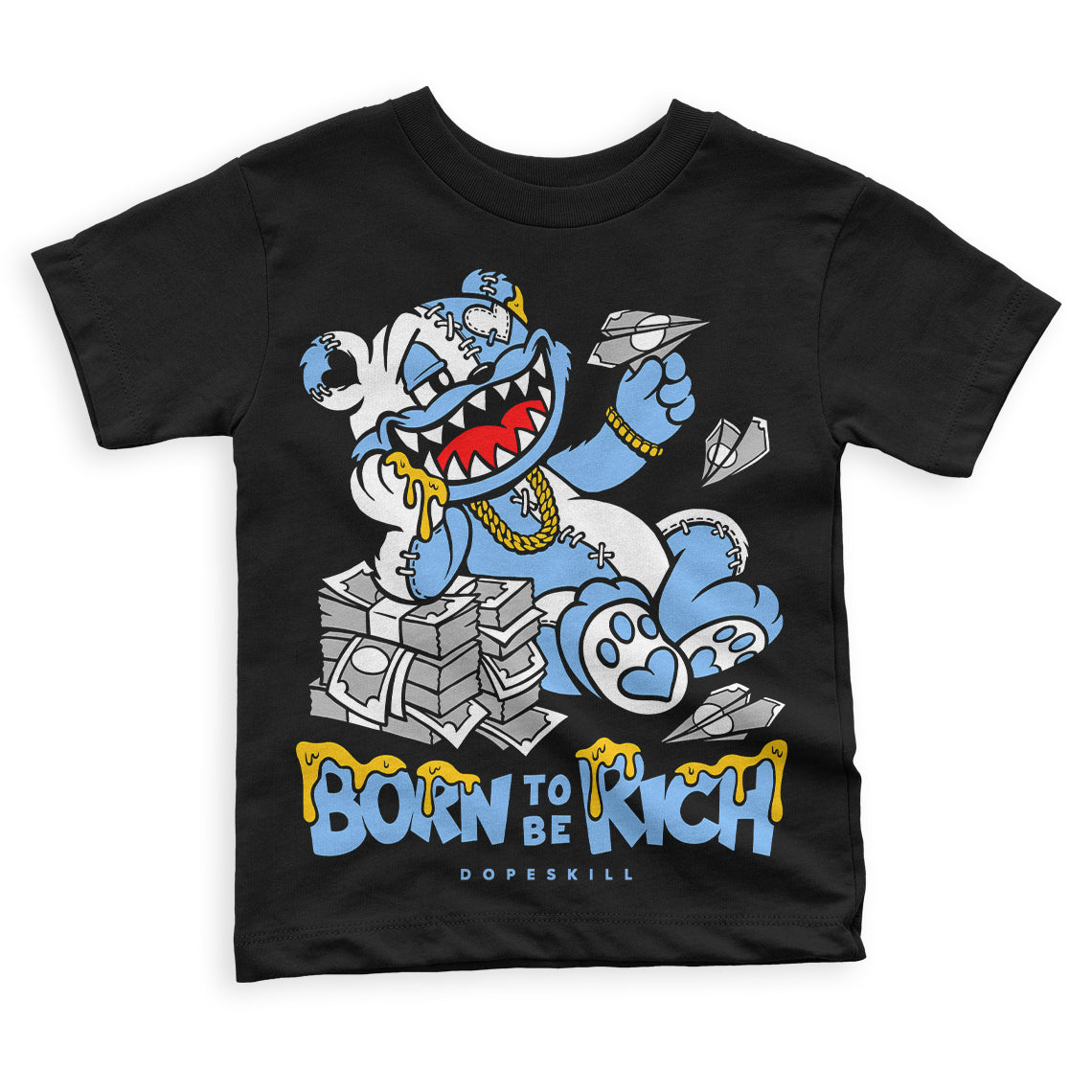 Powder Blue 9s superstreetwear Toddler Kids T-shirt Born To Be Rich Graphic