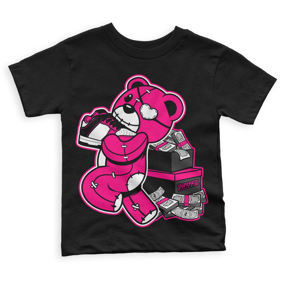Fierce Pink 1s superstreetwear Toddler Kids T-shirt Bear Steals Sneaker Graphic