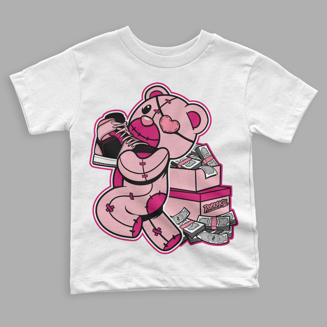 Coral Chalk 1s Mid superstreetwear Toddler Kids T-shirt Bear Steals Sneaker Graphic