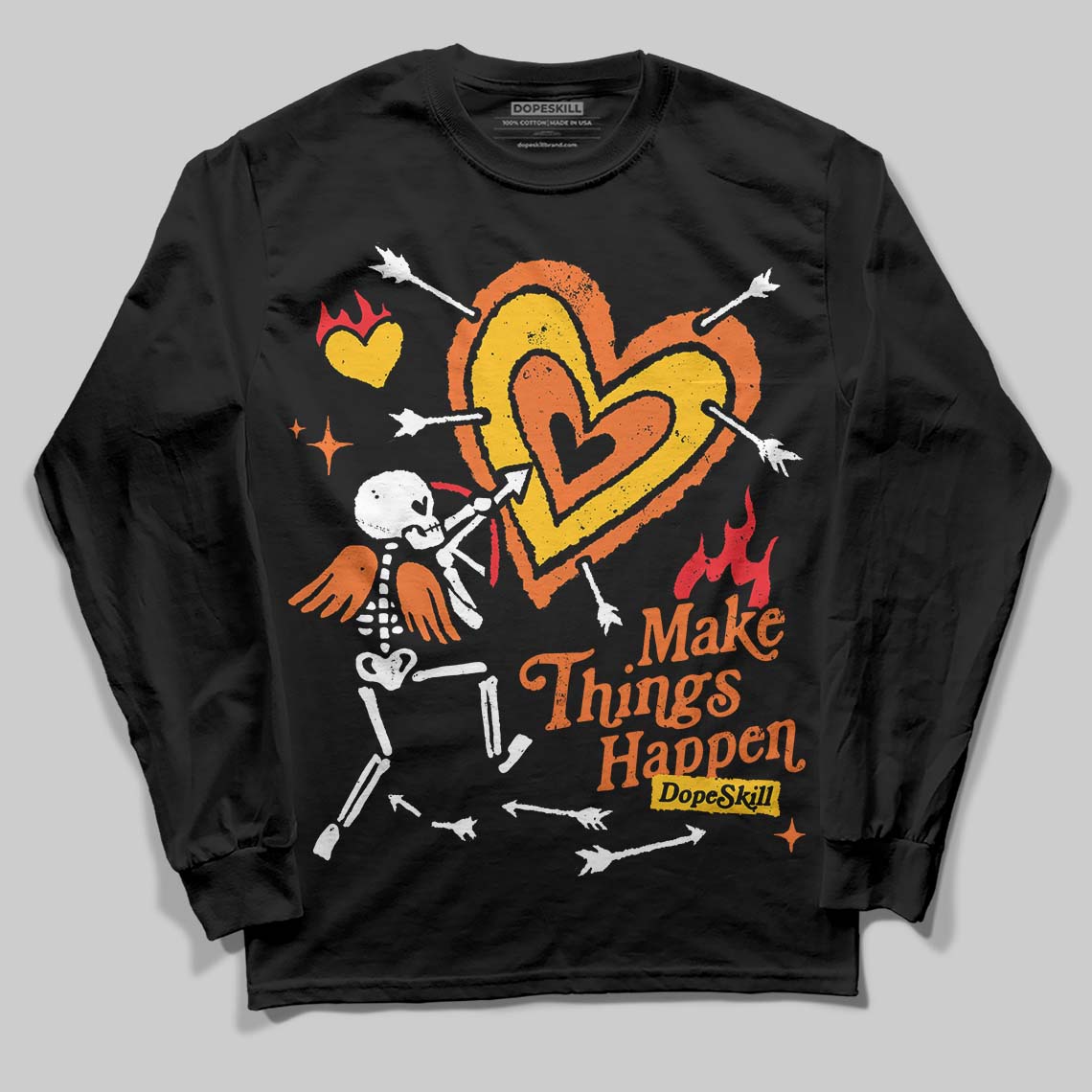 Orange Black White superstreetwear Long Sleeve T-Shirt Make Things Happen Graphic