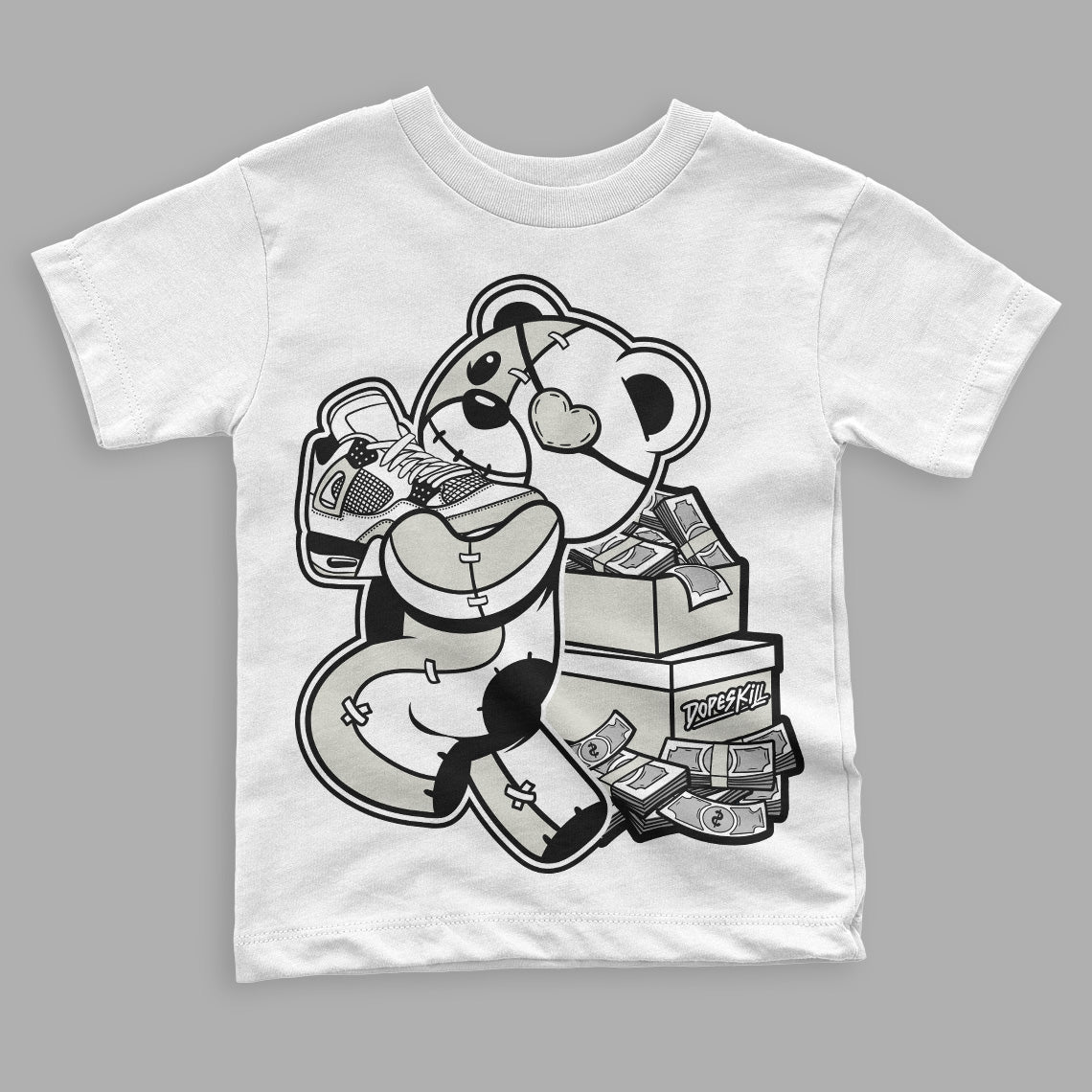 Military Black 4s superstreetwear Toddler Kids T-shirt Bear Steals Sneaker Graphic