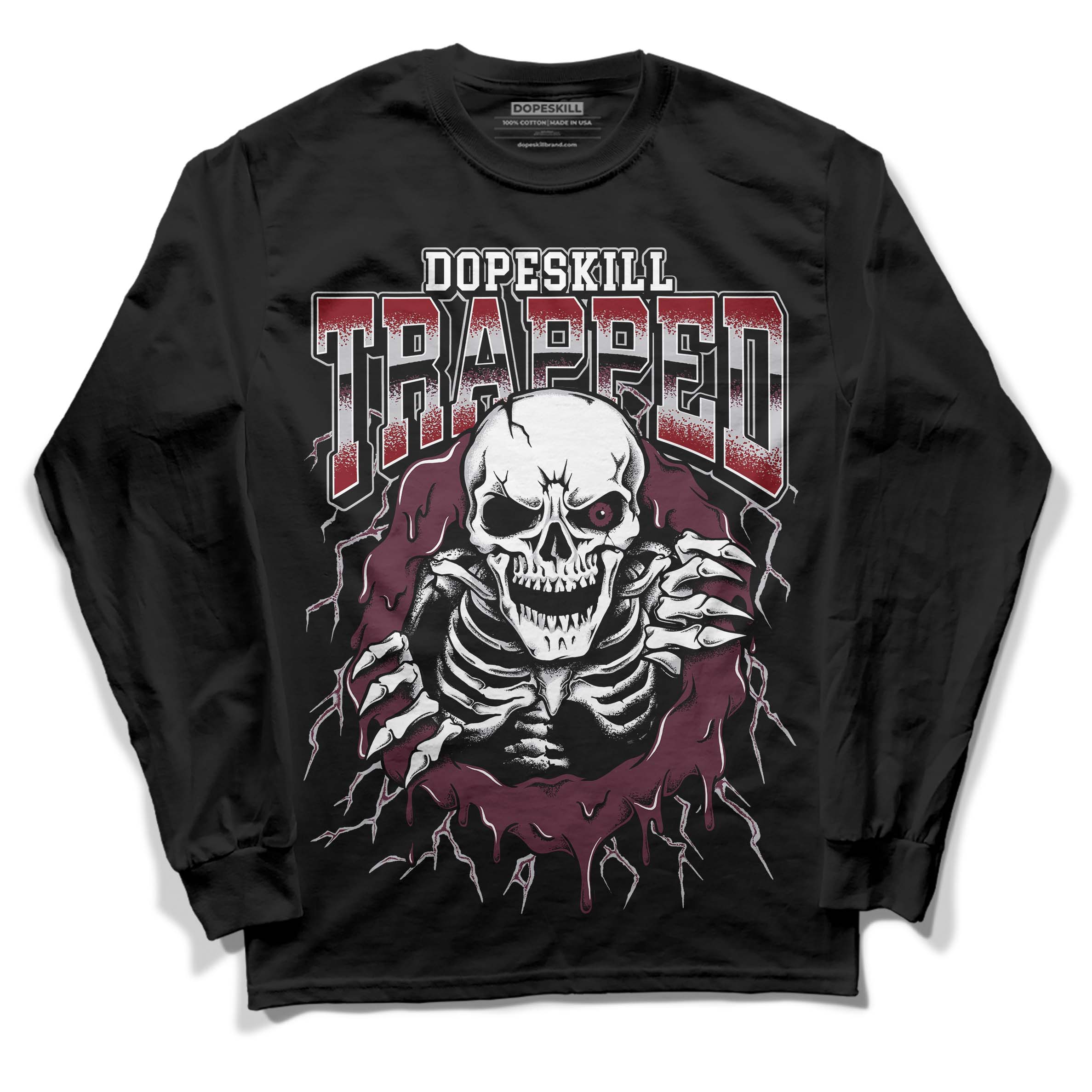 Burgundy 5s superstreetwear Long Sleeve T-Shirt Trapped Halloween Graphic
