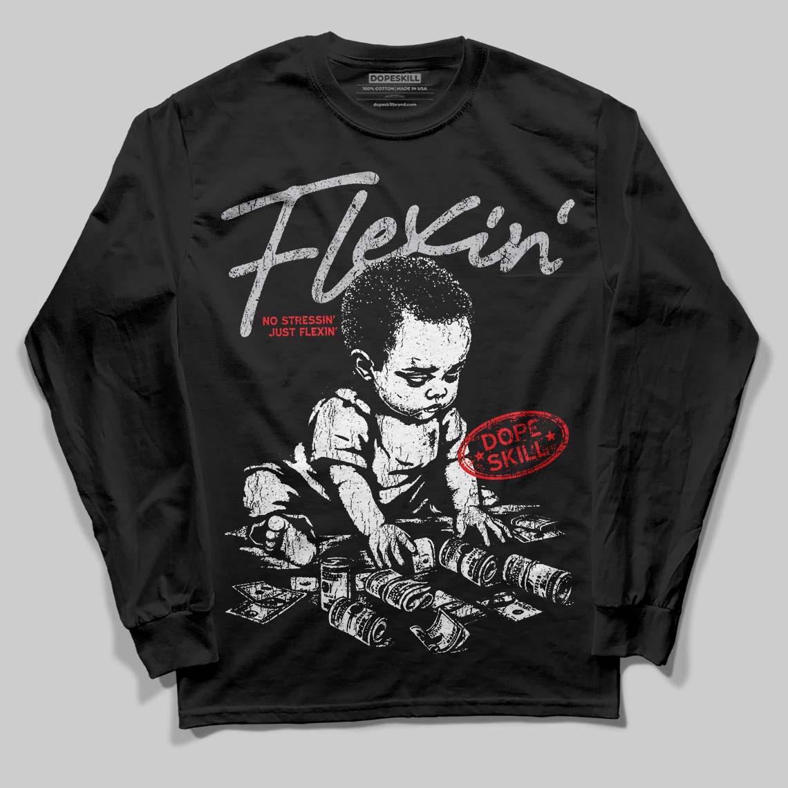 Grey Collection superstreetwear Long Sleeve T-Shirt Flexin' Graphic