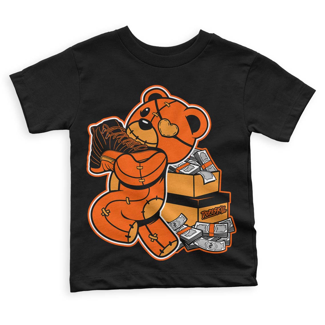Brilliant Orange 12s superstreetwear Toddler Kids T-shirt Bear Steals Sneaker Graphic
