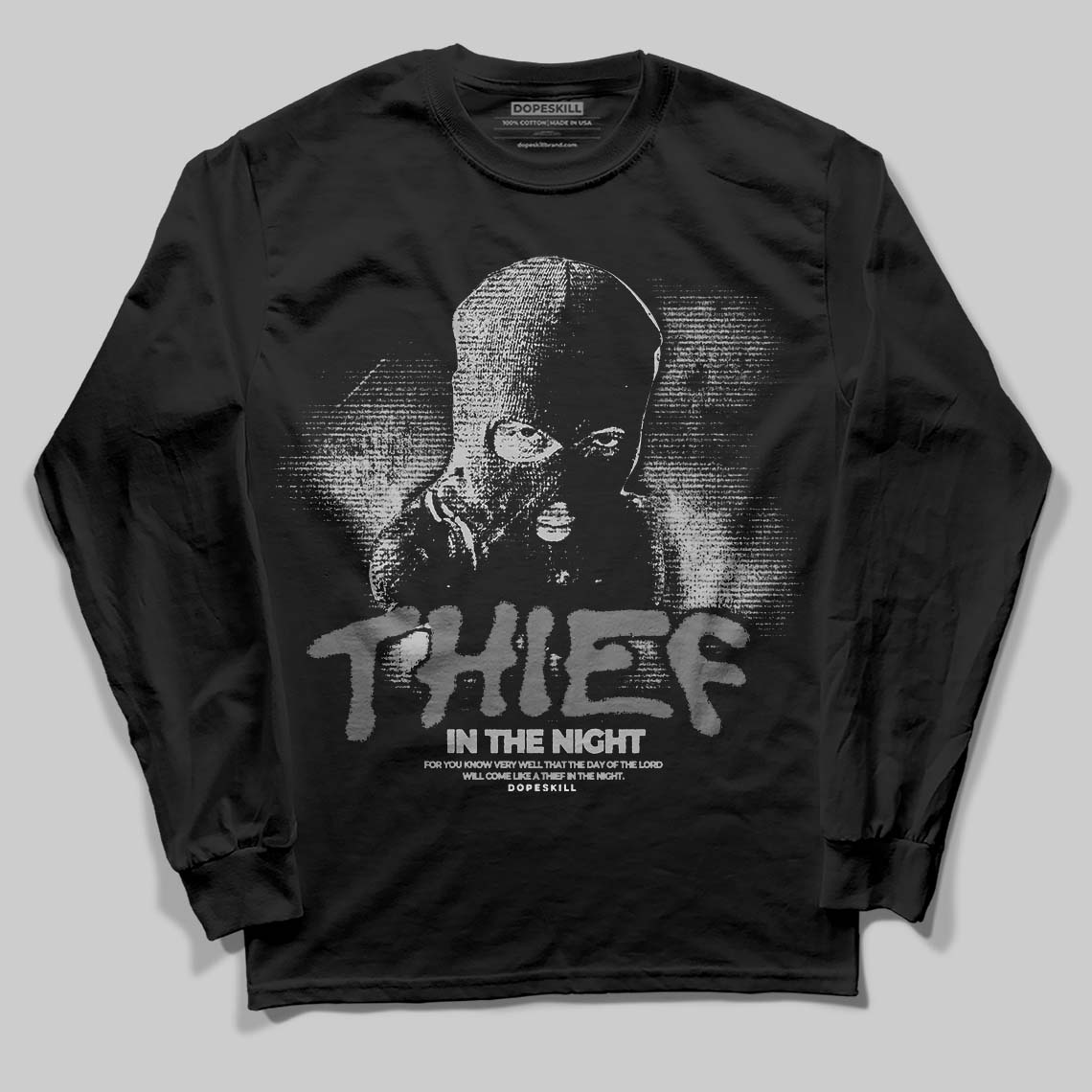 Grey Collection superstreetwear Long Sleeve T-Shirt Thief In The Night Graphic