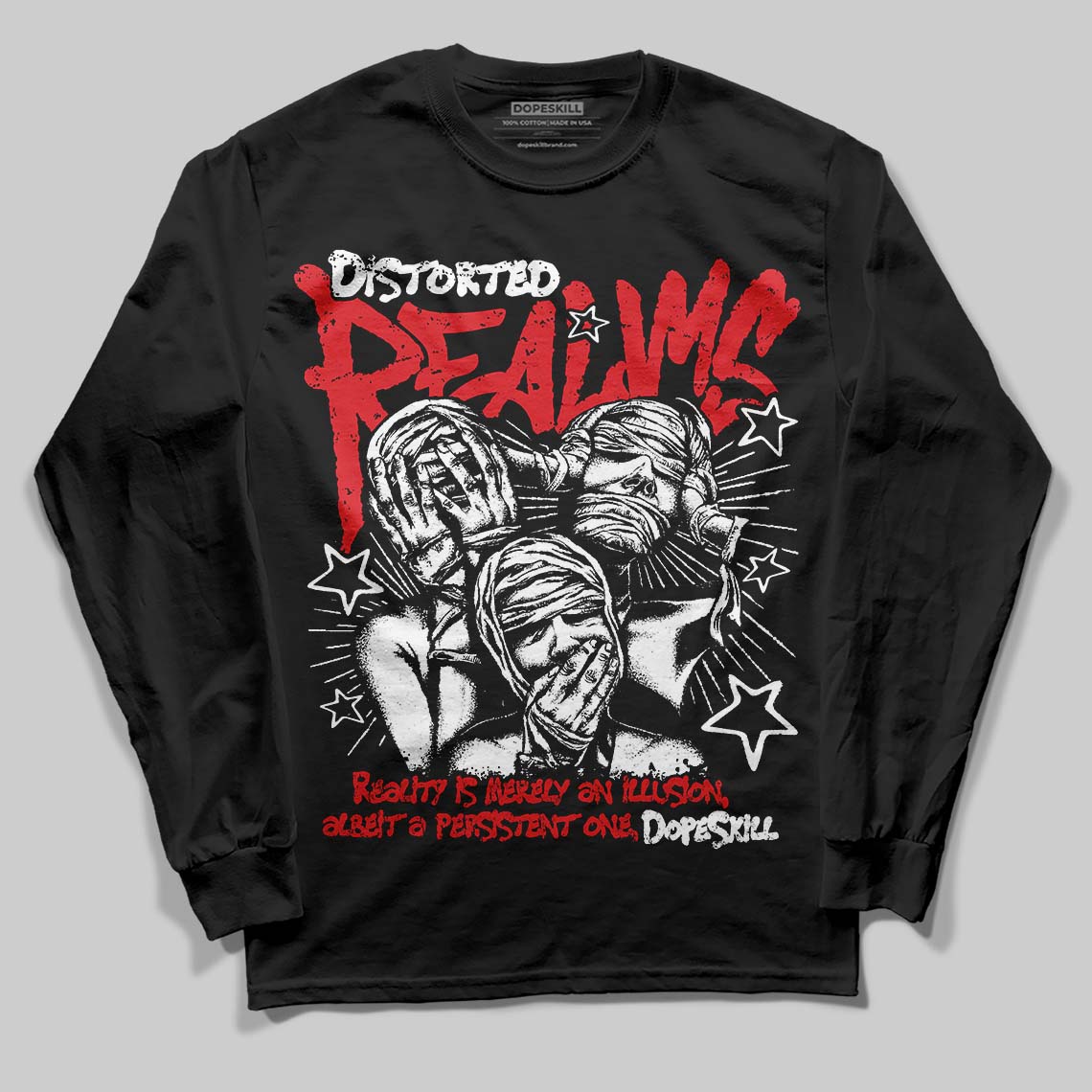 Black and White Collection superstreetwear Long Sleeve T-Shirt Distorted Realms Graphic