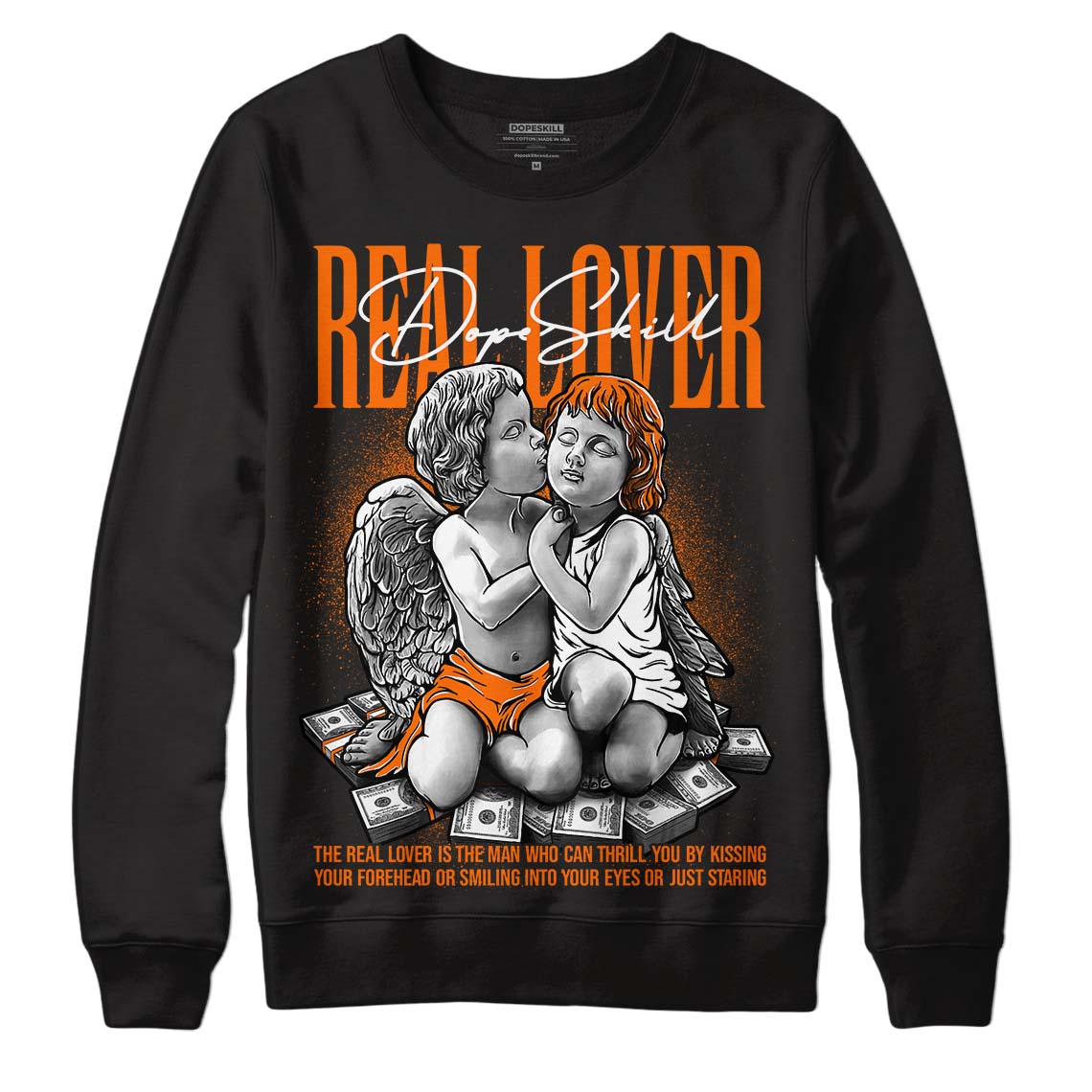 Orange Black White superstreetwear Sweatshirt Real Lover Graphic