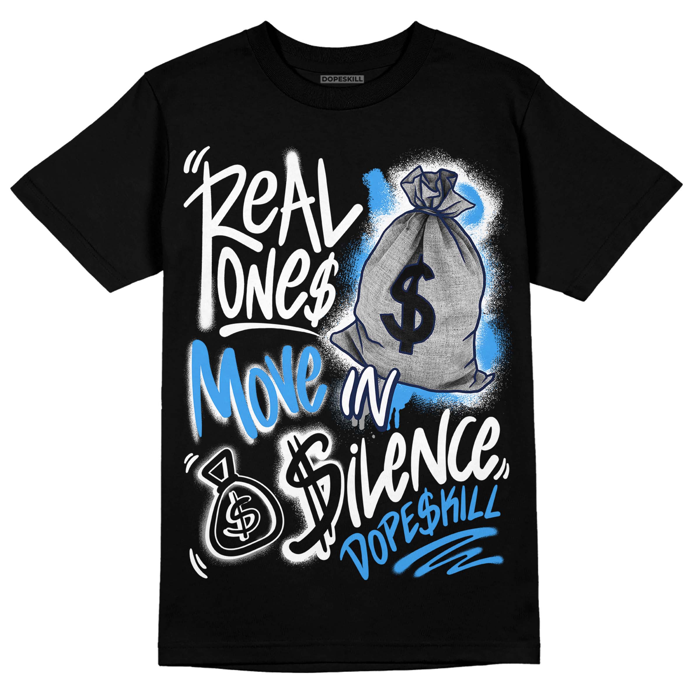 Midnight Navy 3s superstreetwear T-Shirt Real Ones Move In Silence Graphic