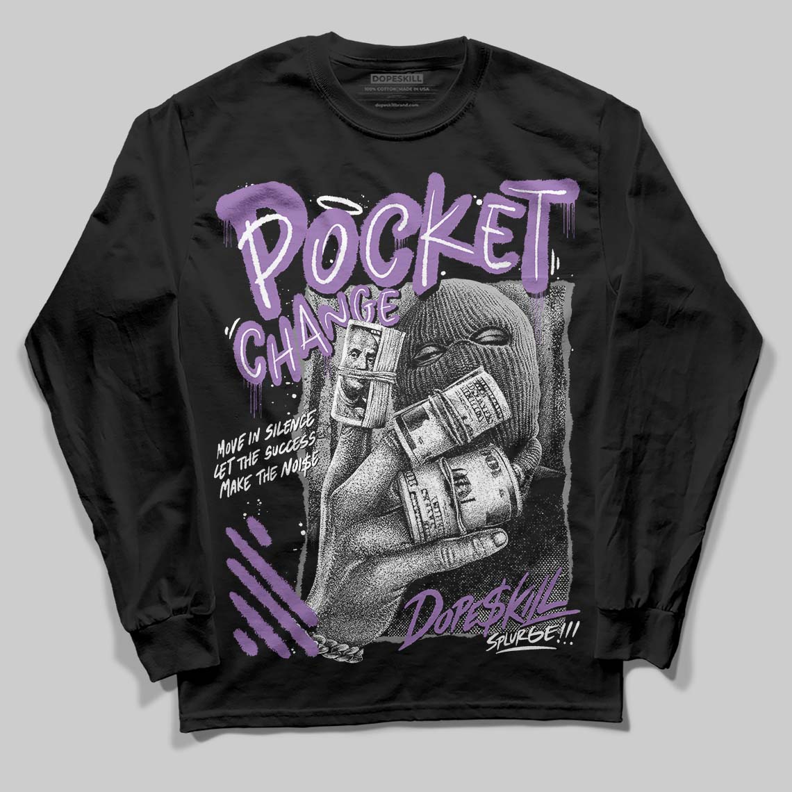 PURPLE Collection superstreetwear Long Sleeve T-Shirt Pocket Change Graphic