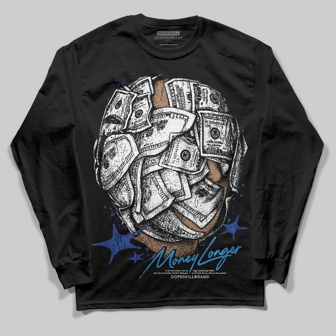 Royal Blue Collection superstreetwear Long Sleeve T-Shirt Money Longer Graphic