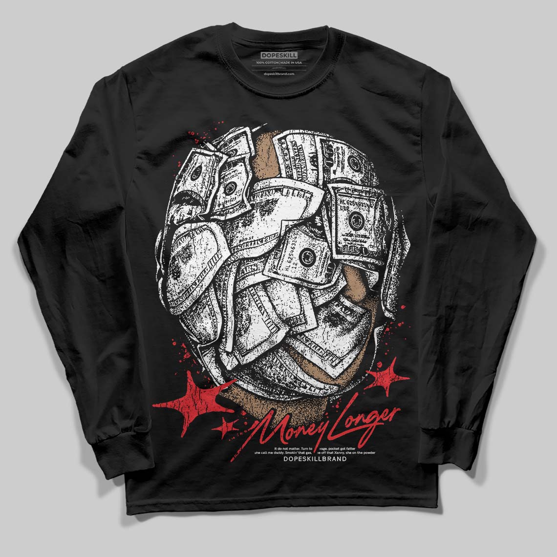 Cherry 11s superstreetwear Long Sleeve T-Shirt Money Longer Graphic