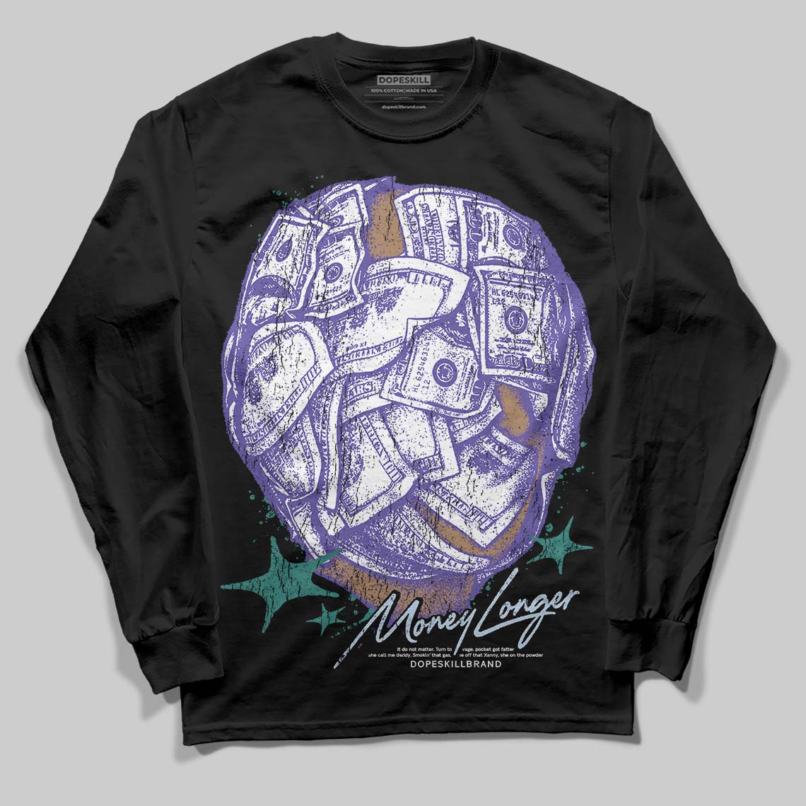 Grape 5s superstreetwear Long Sleeve T-Shirt Money Longer Graphic