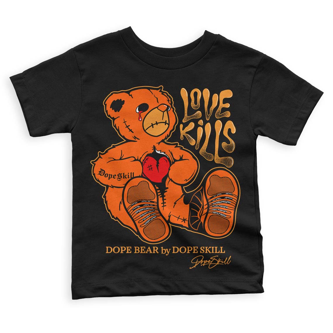Brilliant Orange 12s superstreetwear Toddler Kids T-shirt Love Kills Graphic