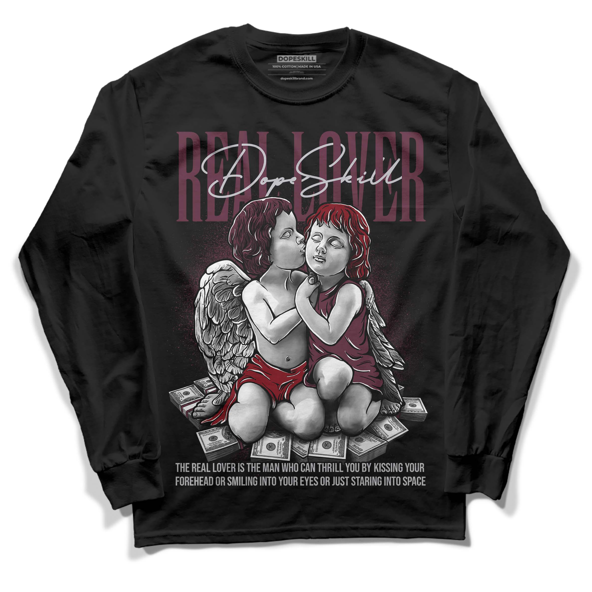 Burgundy 5s superstreetwear Long Sleeve T-Shirt Real Lover Graphic