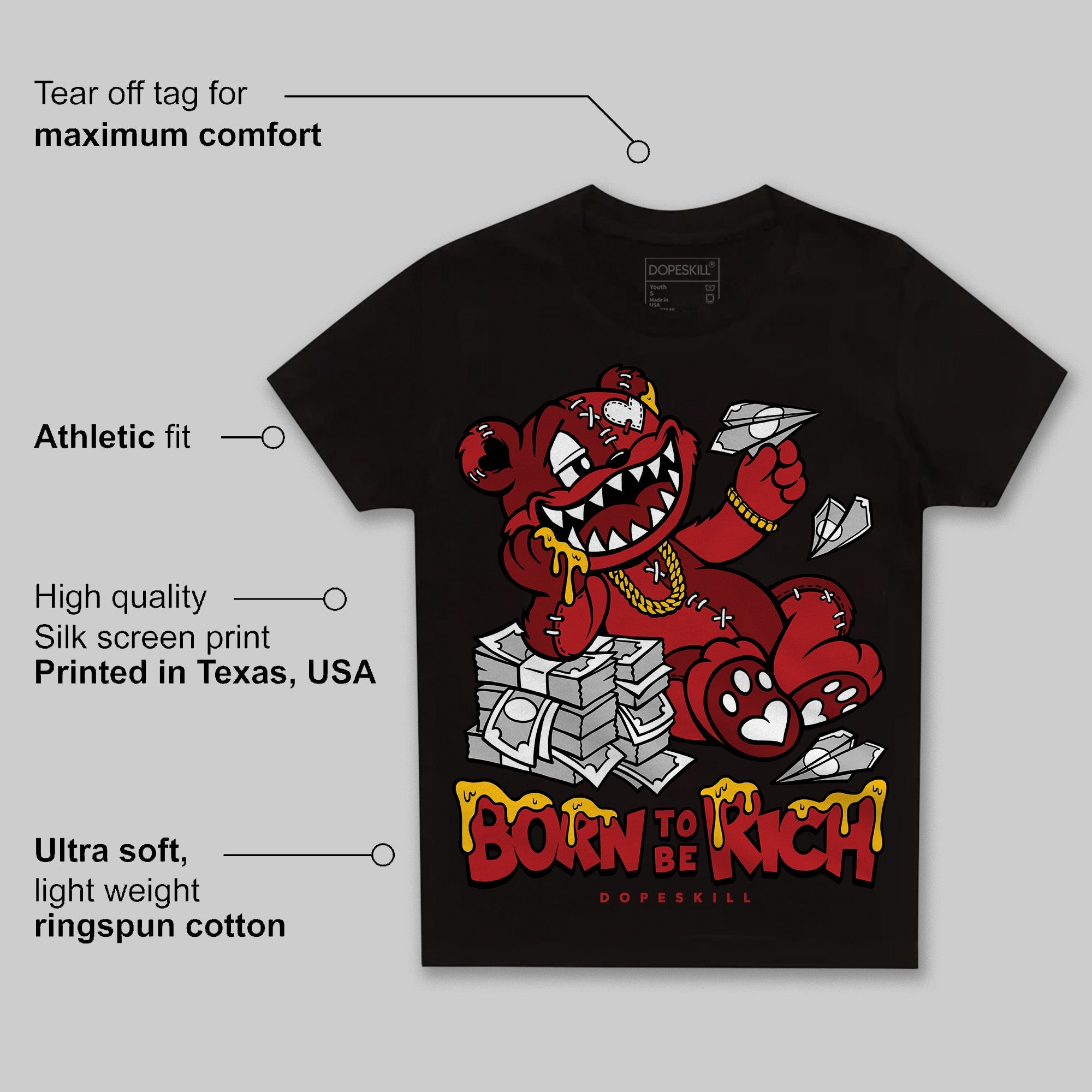 Flu Game 12s superstreetwear Toddler Kids T-shirt Born To Be Rich Graphic