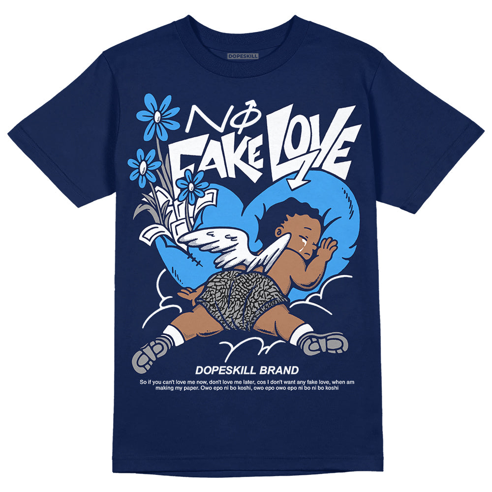 Midnight Navy 3s superstreetwear Navy T-shirt No Fake Love Graphic