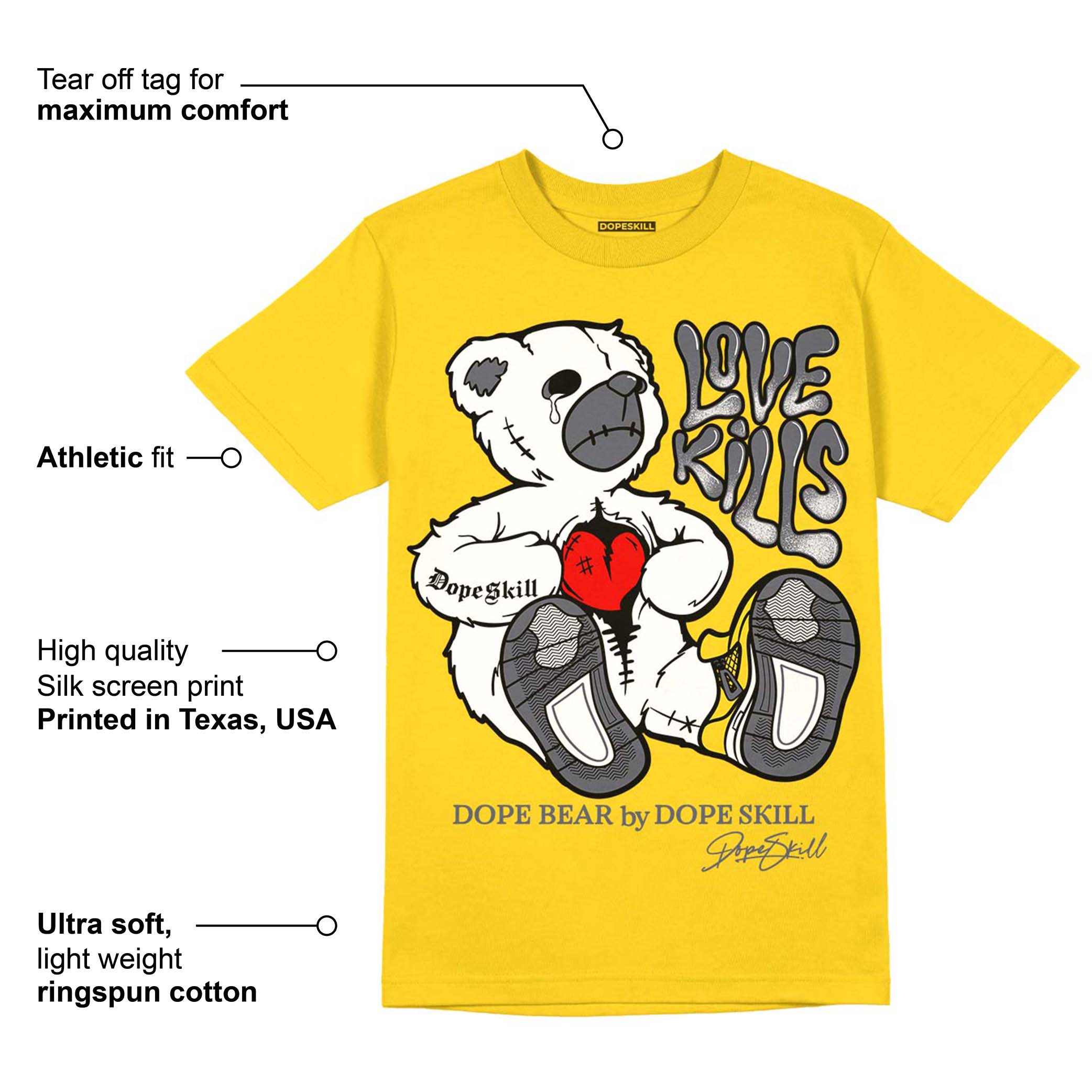 Lightning 4s superstreetwear Tour Yellow T-shirt Love Kills Graphic