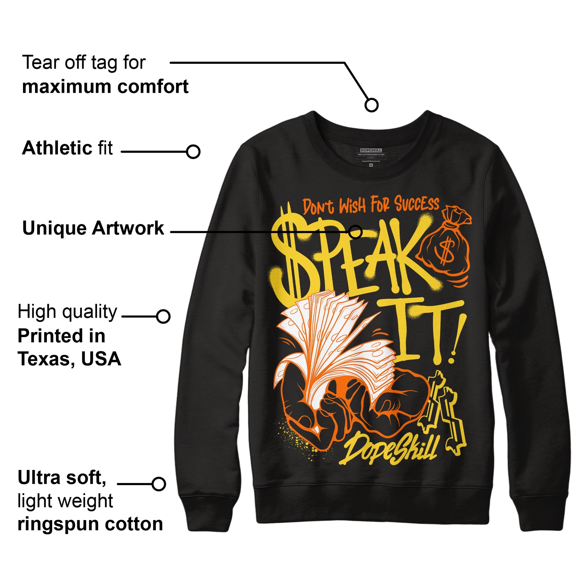 Black Tour Yellow AJ 4 Thunder superstreetwear Sweatshirt Speak It Graphic
