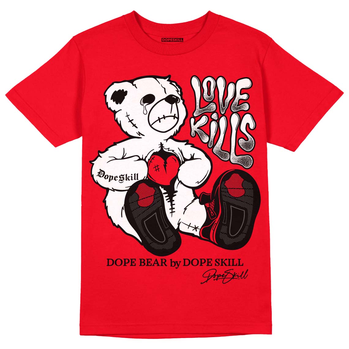 Red Thunder 4s superstreetwear Red T-shirt Love Kills Graphic