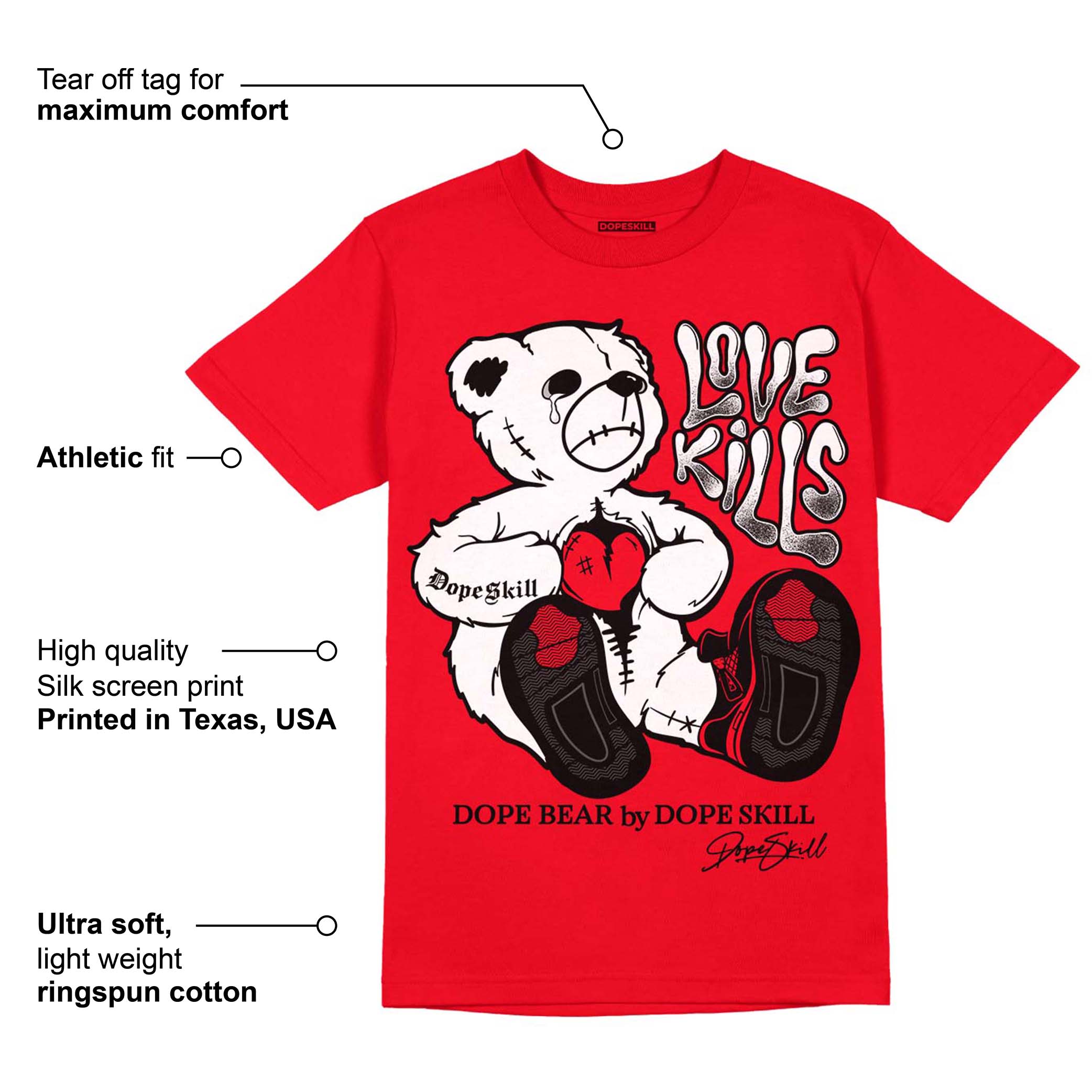 Red Thunder 4s superstreetwear Red T-shirt Love Kills Graphic