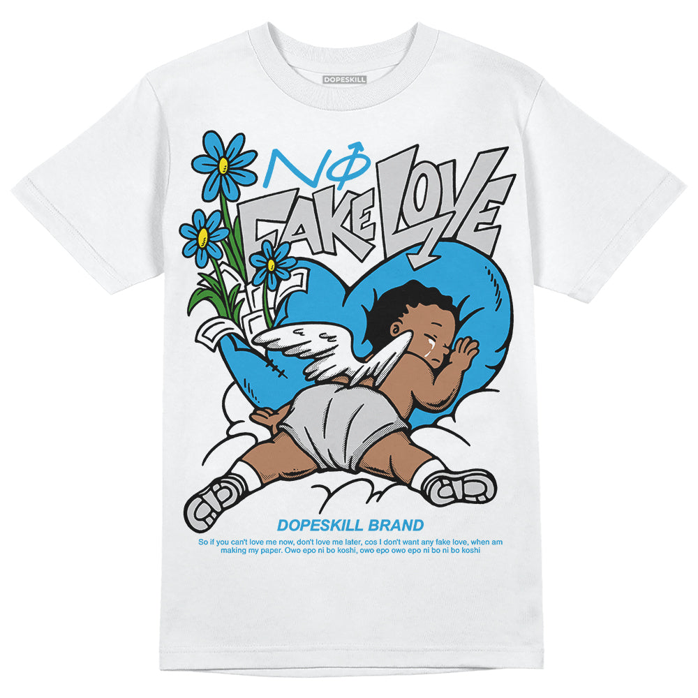 Military Blue 4s superstreetwear T-Shirt No Fake Love Graphic