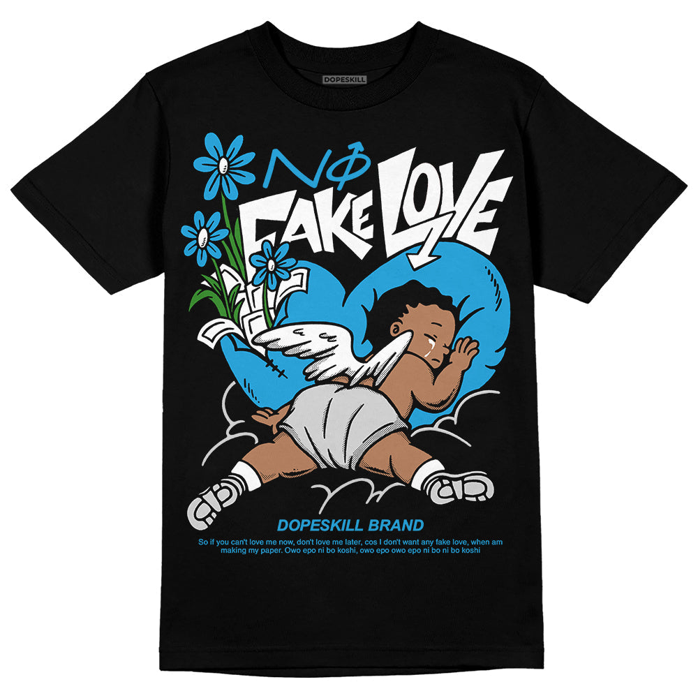 Military Blue 4s superstreetwear T-Shirt No Fake Love Graphic