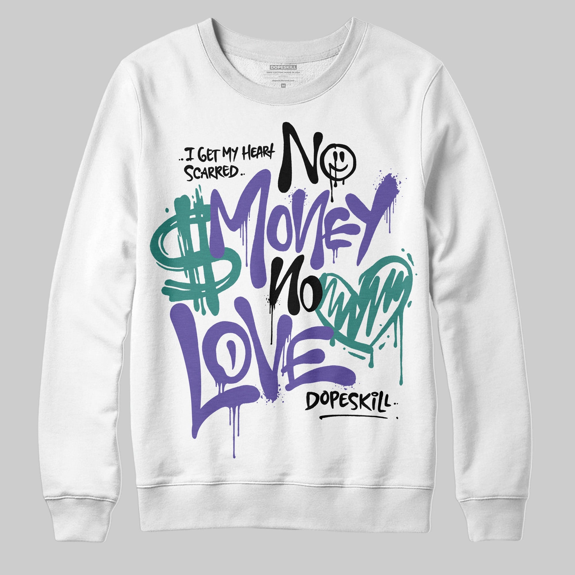Grape 5s superstreetwear Sweatshirt No Money No Love Typo Graphic
