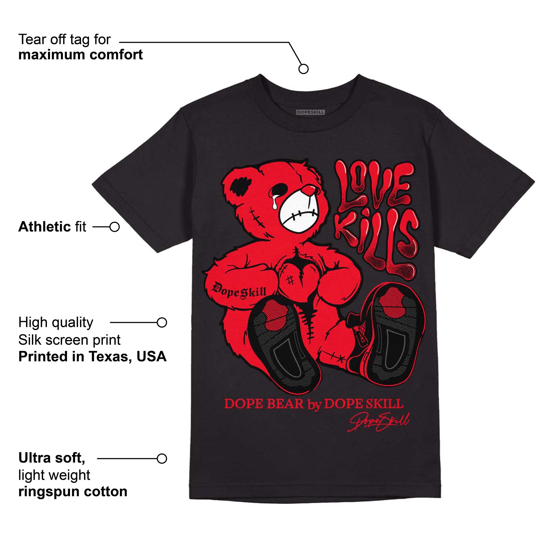 Red Thunder 4s superstreetwear T-Shirt Love Kills Graphic