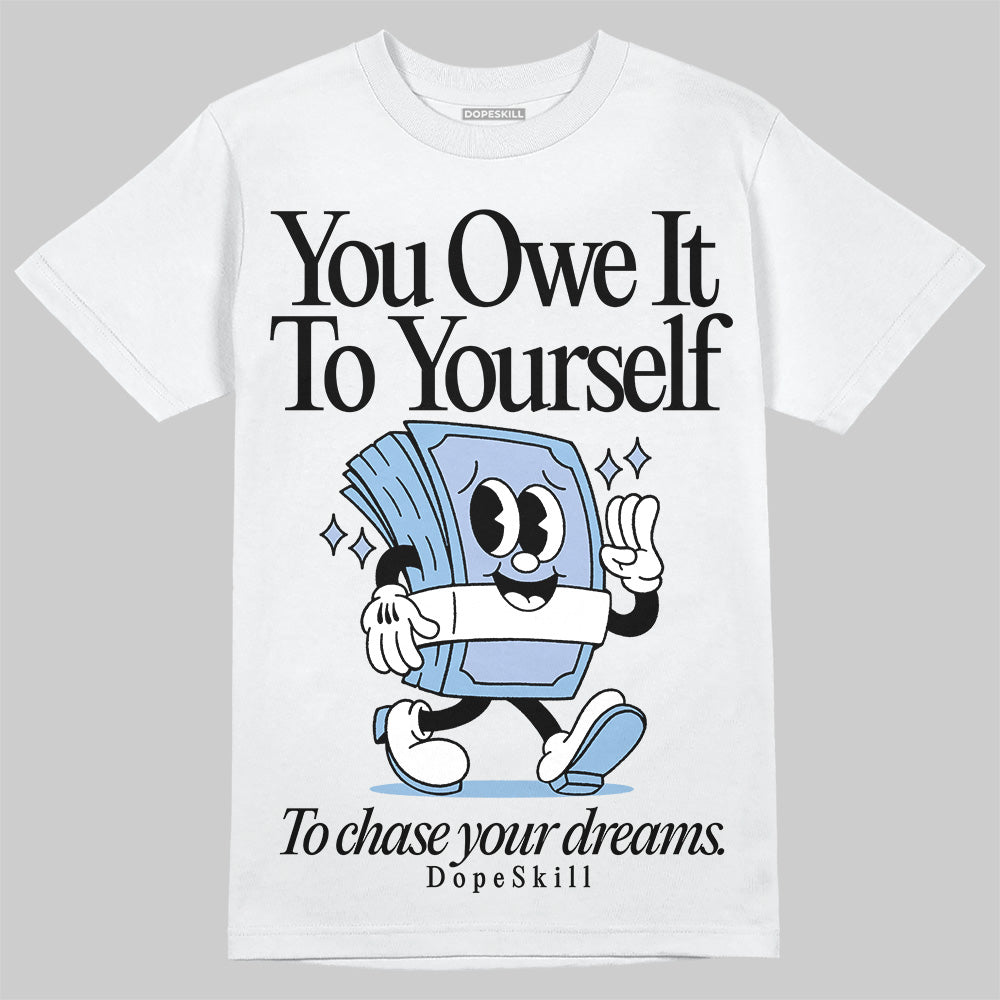 Women's Runner Sneaker Light Blue superstreetwear T-Shirt Owe It To Yourself Graphic