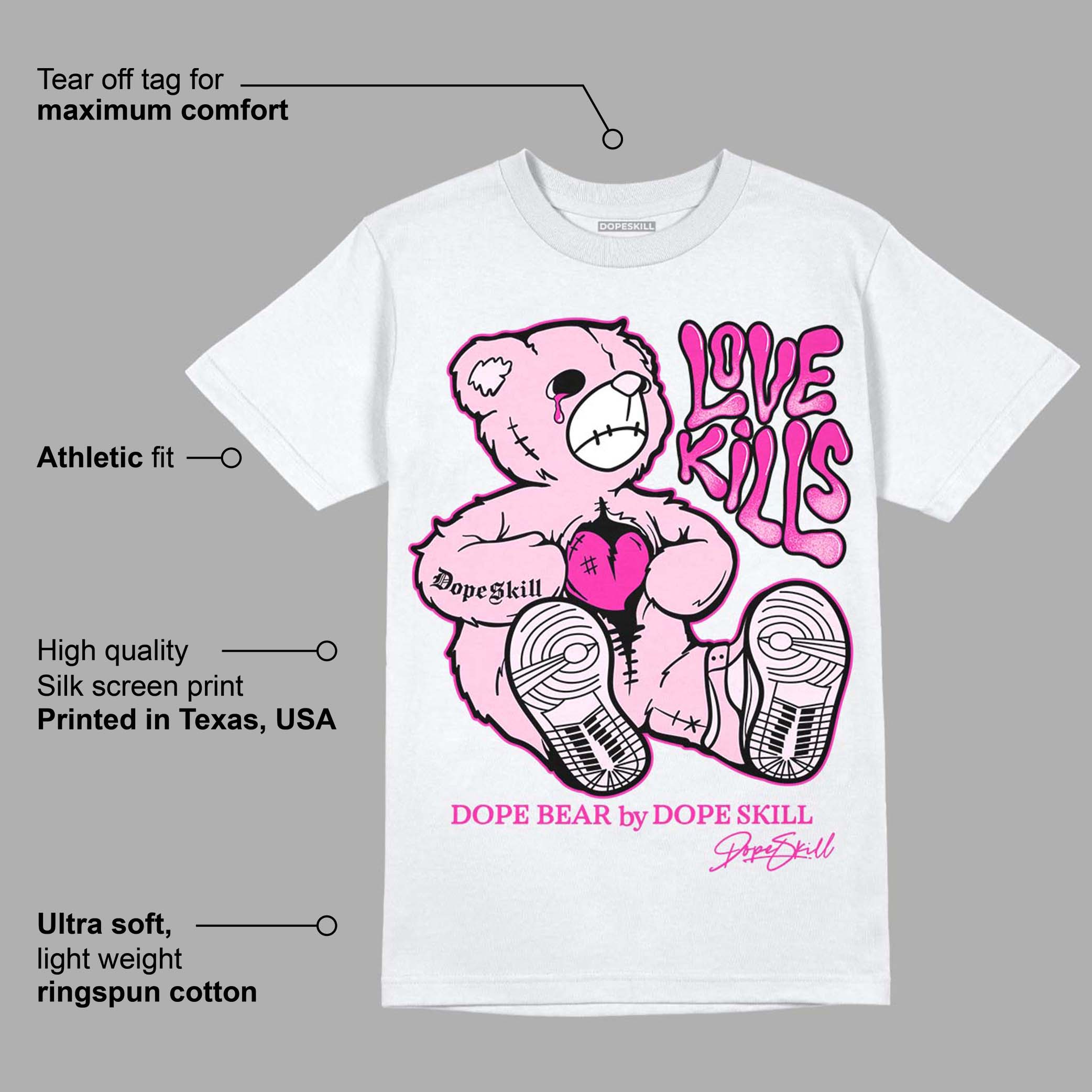 Triple Pink Dunk Low superstreetwear T-Shirt Love Kills Graphic