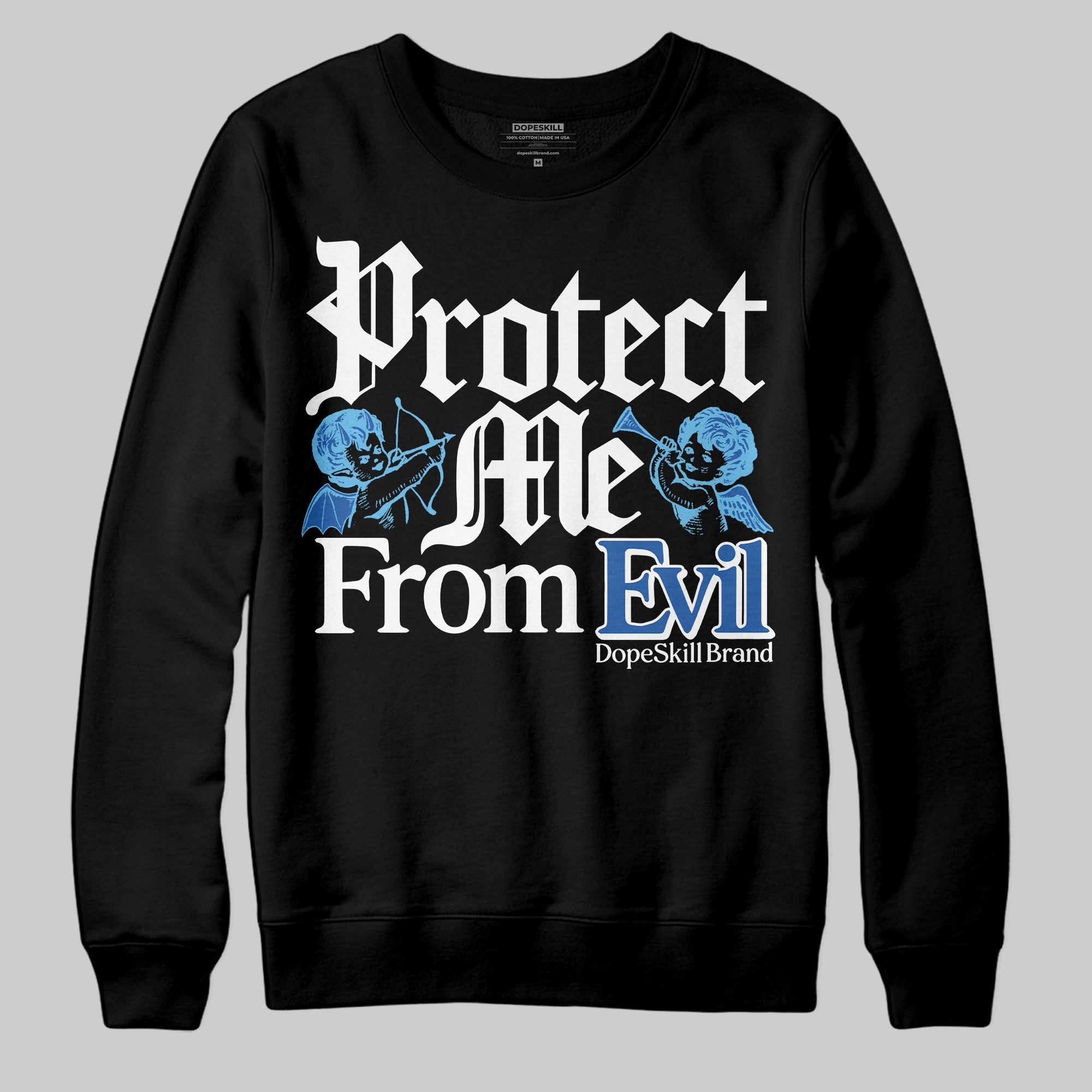 Blueberry 12s superstreetwear Sweatshirt Protect Me From Evil Graphic