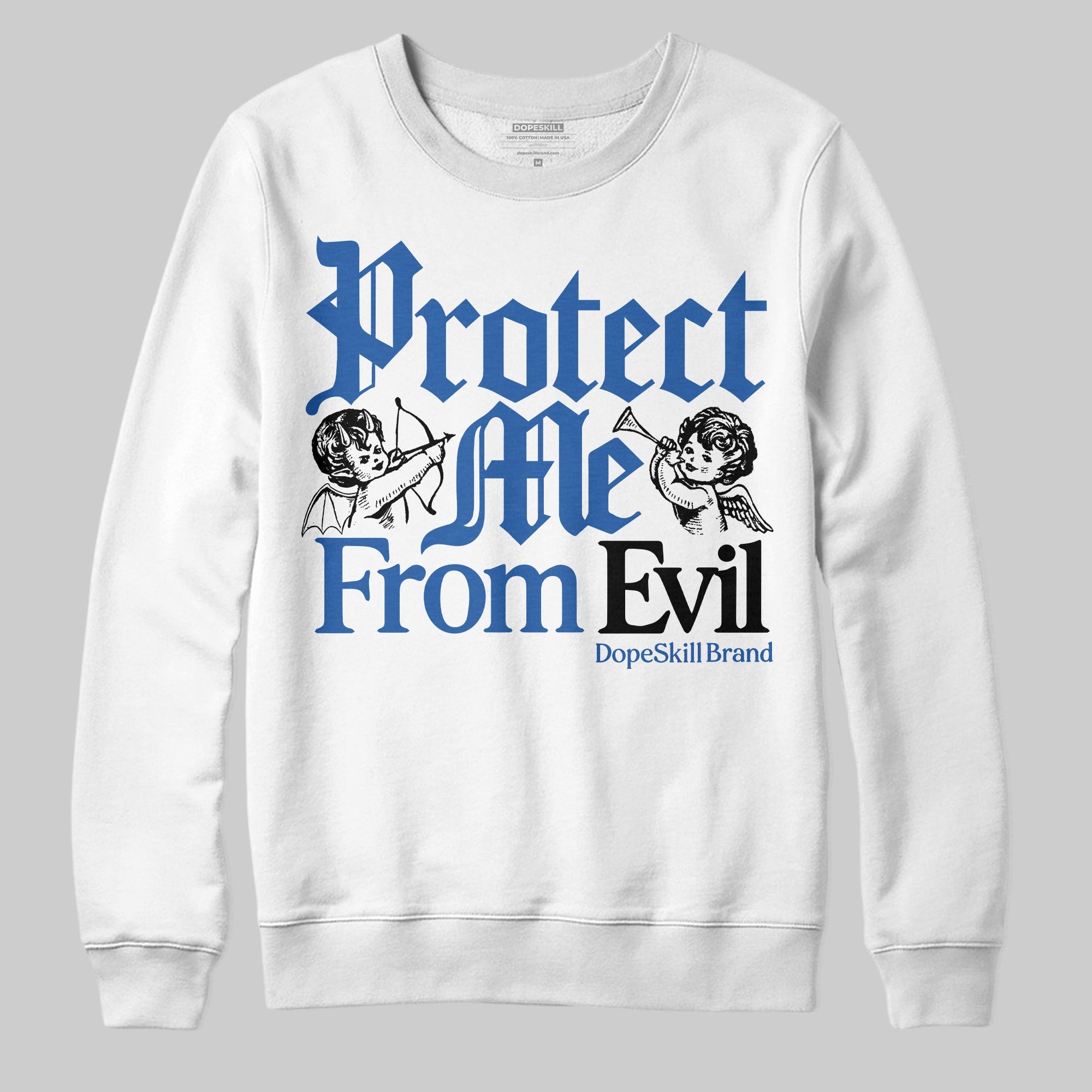 Blueberry 12s superstreetwear Sweatshirt Protect Me From Evil Graphic