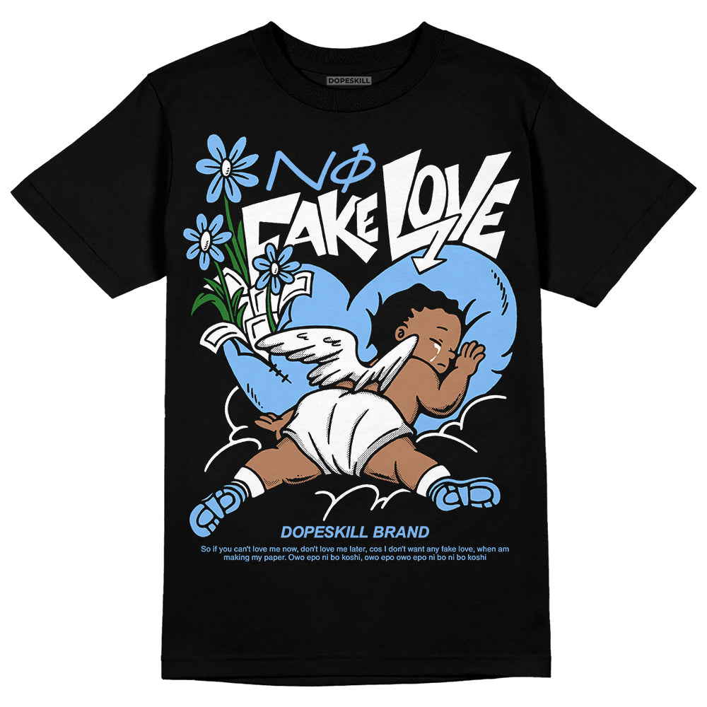 Powder Blue 9s superstreetwear T-Shirt No Fake Love Graphic