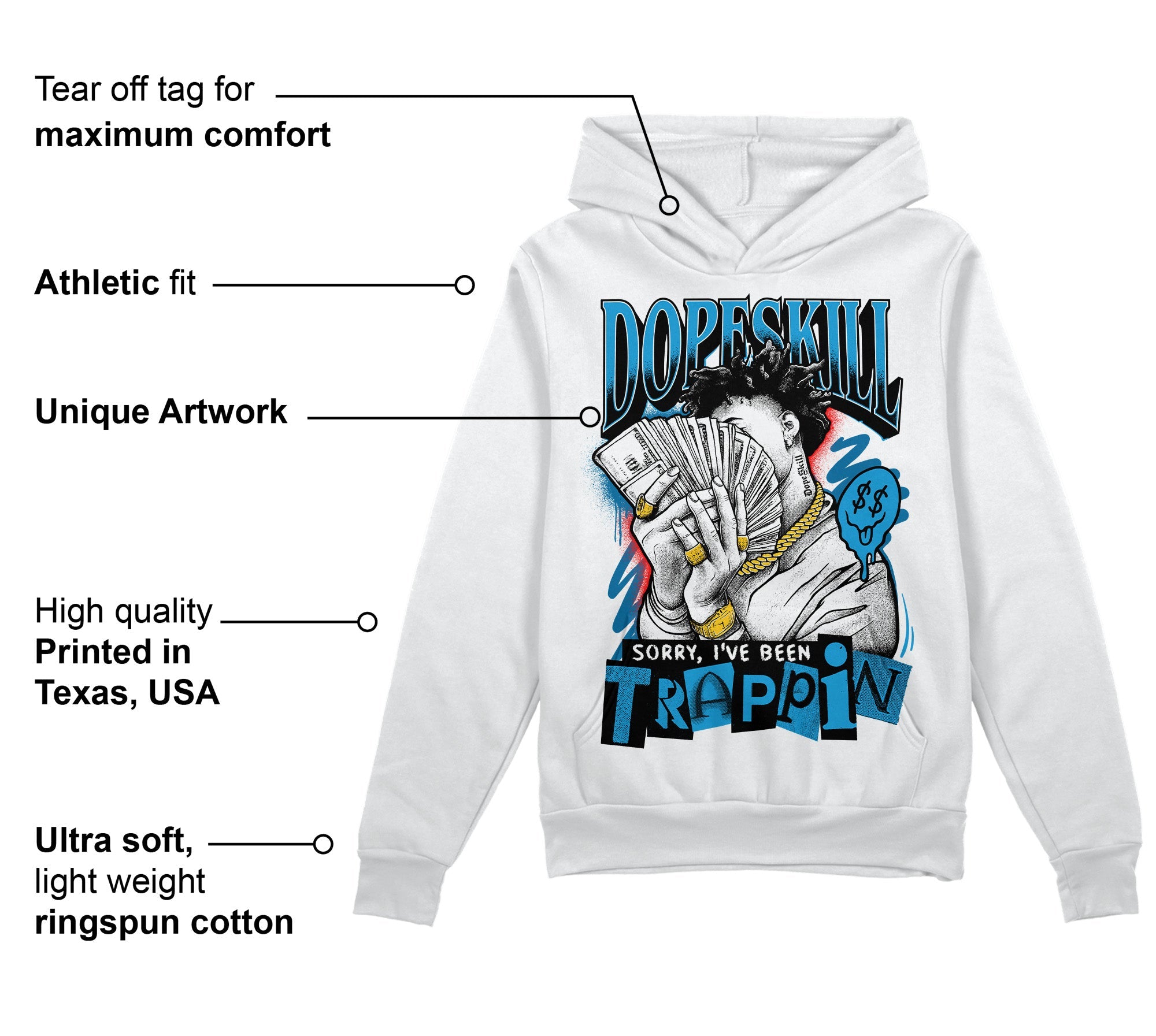 Military Blue 4s superstreetwear Hoodie Sweatshirt Sorry I've Been Trappin Graphic