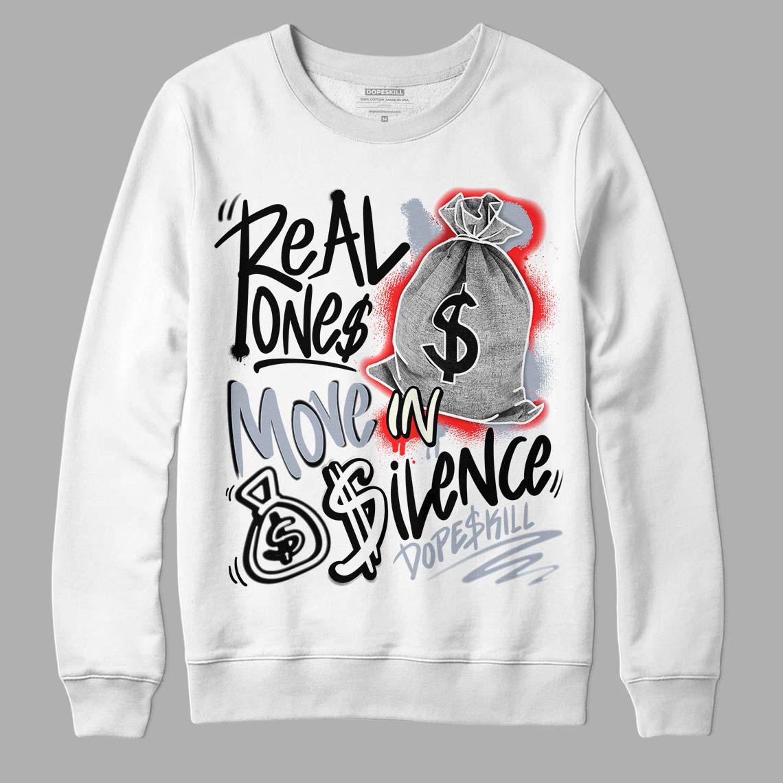 White Cement Reimagined 3s superstreetwear Sweatshirt Real Ones Move In Silence Graphic