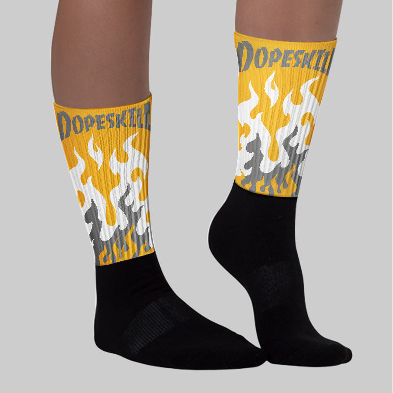 9060 Varsity Gold superstreetwear Sublimated Socks FIRE Graphic