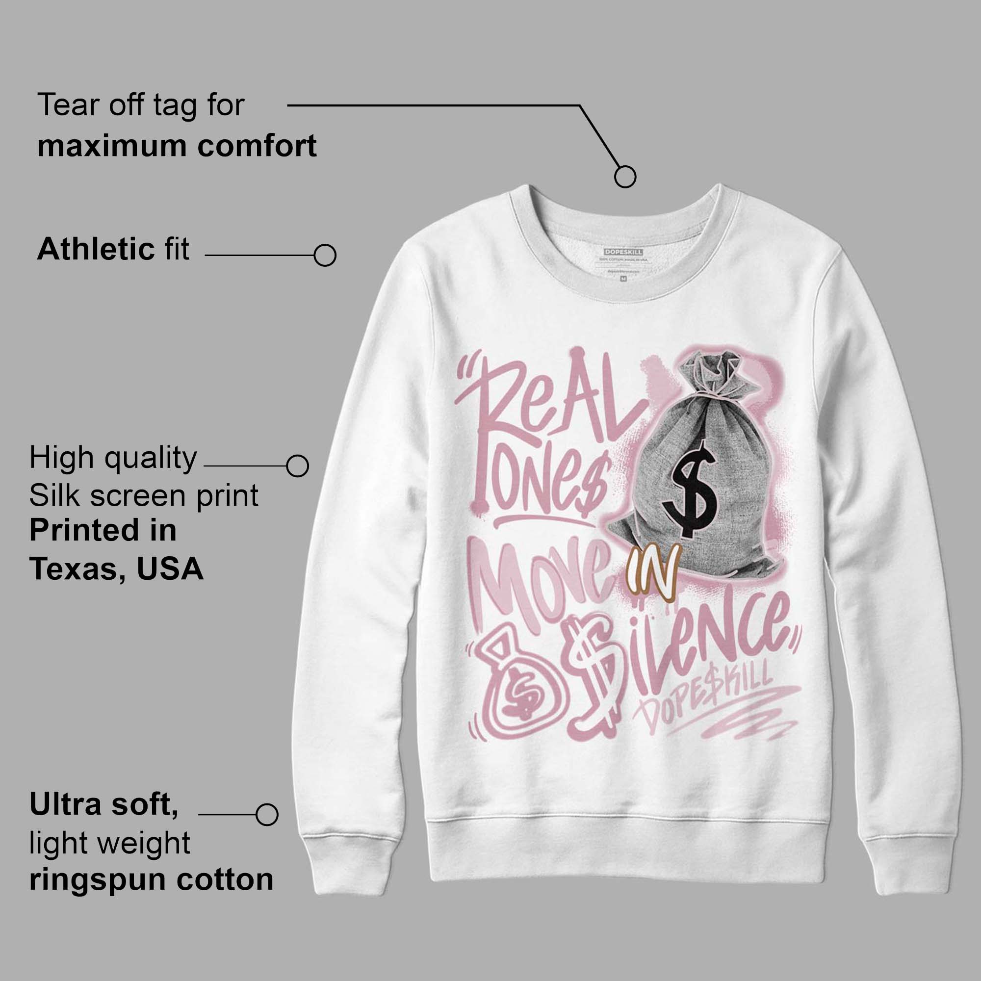 Dunk Low Teddy Bear Pink superstreetwear Sweatshirt Real Ones Move In Silence Graphic