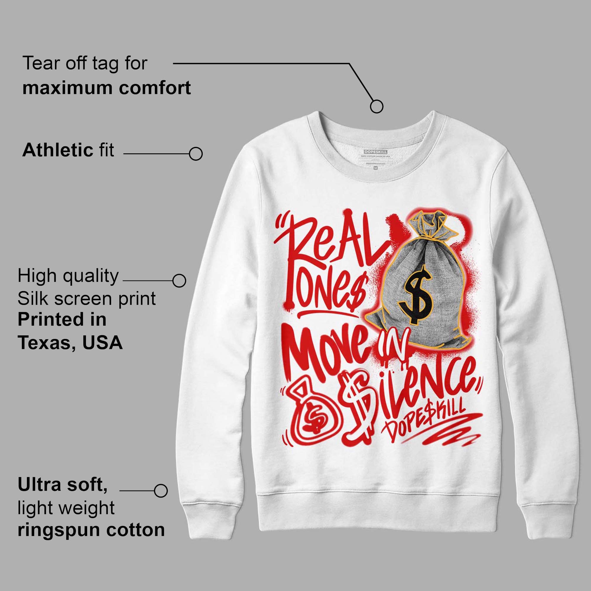 Dunk Low Gym Red superstreetwear Sweatshirt Real Ones Move In Silence Graphic