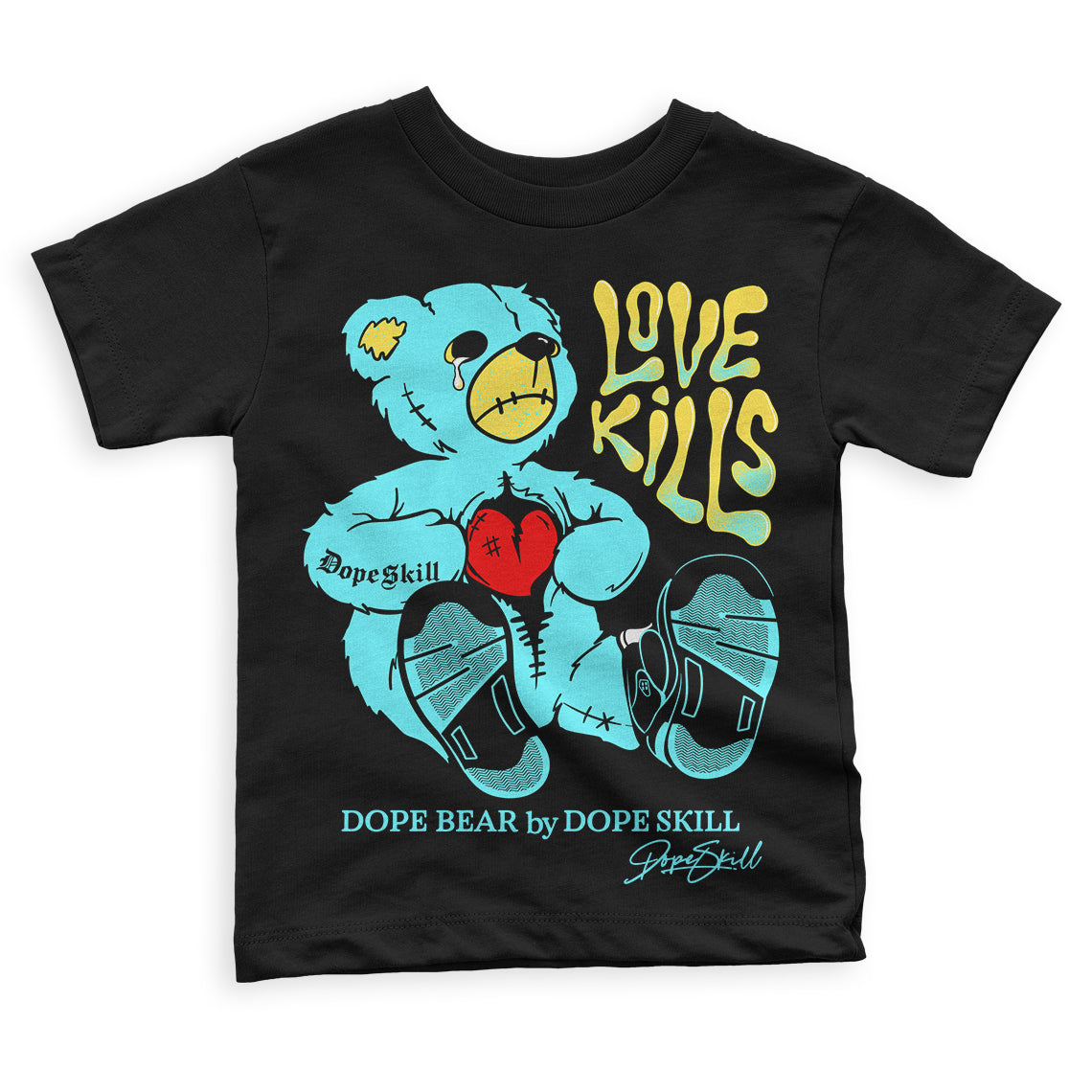 Aqua 5s superstreetwear Toddler Kids T-shirt Love Kills Graphic