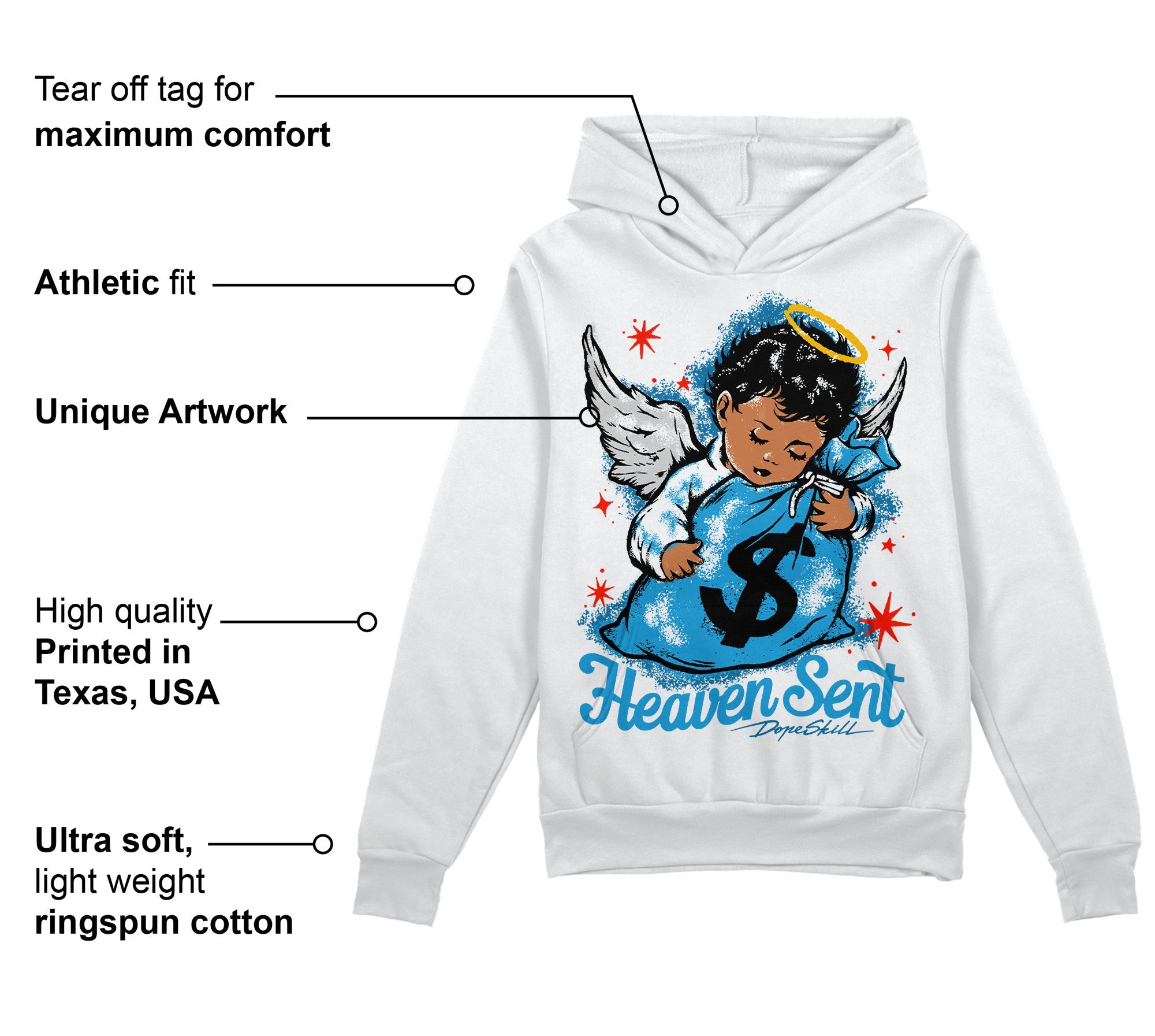 Military Blue 4s superstreetwear Hoodie Sweatshirt Heaven Sent Graphic