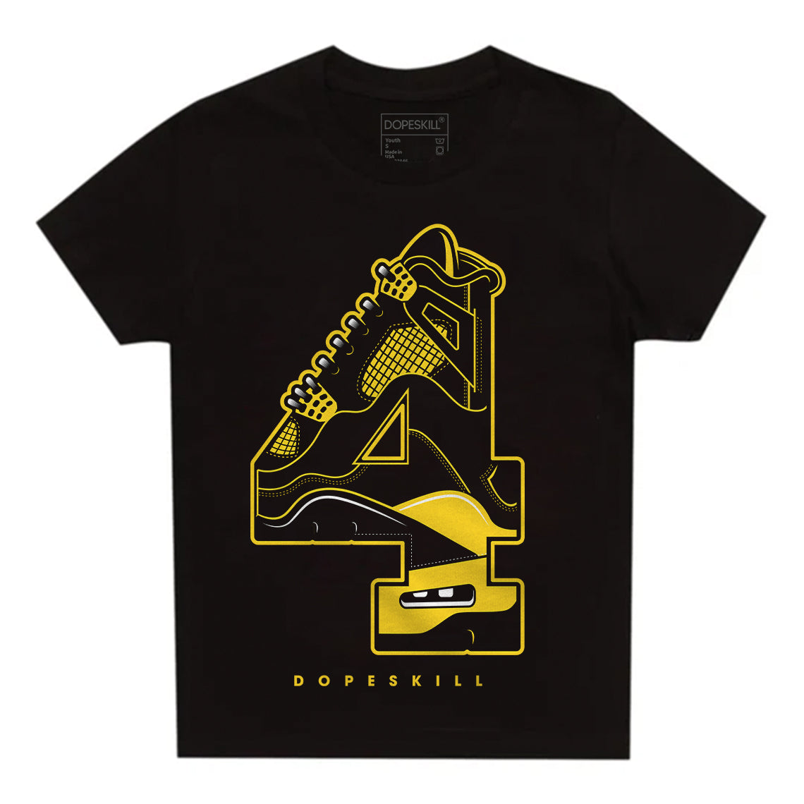 Black Tour Yellow AJ 4 Thunder superstreetwear Toddler Kids T-shirt No.4 Graphic
